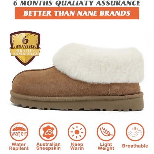Mel&Syd 100% Australian Sheepskin Moccasin Slippers for Women/Men - Loafers Slip On Mini Boots - Lightweight Memory Foam Winter House Shoes - Comfy Shearling Snow Boots for Cold with Fluffy Collar3
