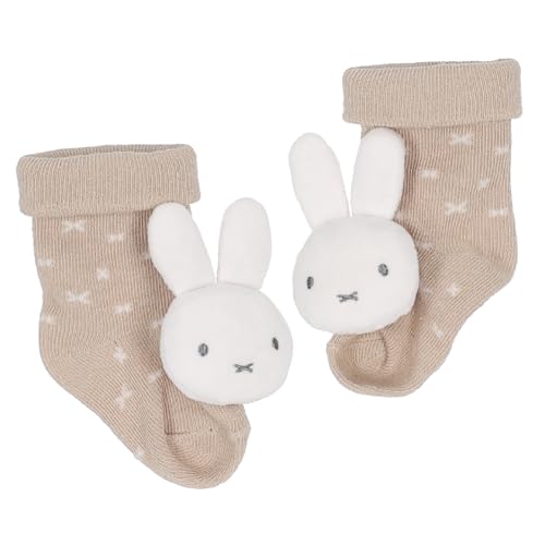 Kids Preferred Miffy Baby Foot Rattle Set - Super Soft Rattles Neutral Colors Soft Sensory Elastic Socks Embroidered Details Ages 0 to 9 Months