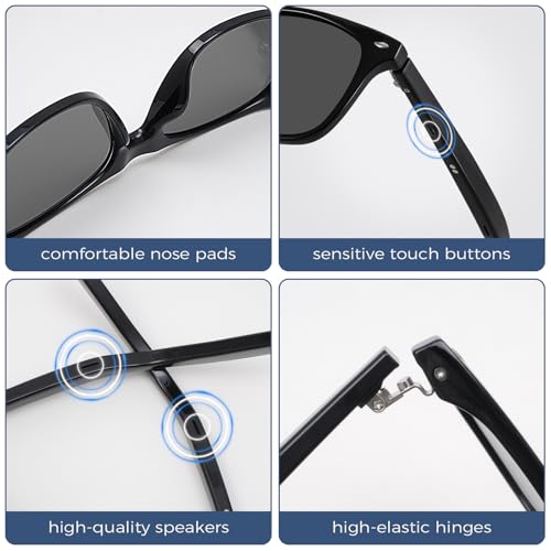 Image of Bluetooth Smart Glasses for Men Women, Unisex Intelligent Sunglasses with Open Ear Music Audio Hand-Free Calling AAC Speaker, Great Present for Friends Family