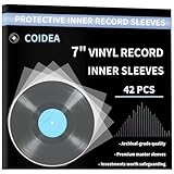 42Pcs Vinyl Inner Sleeves, 7 Inches Vinyl Record Inner Sleeves, Premium Round Record Sleeves Inner Protect Your LP Albums from Scratches, Dirt & Dust