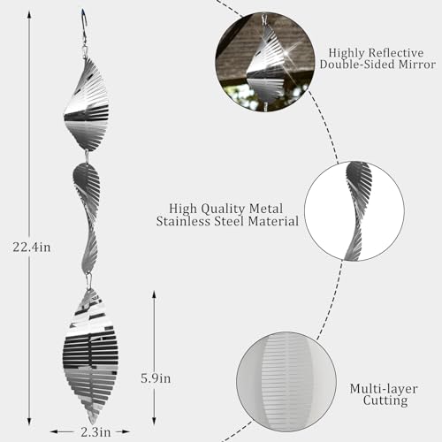 Image of Stainless Steel Bird Deterrents for Outside,3D Wind Spinners Outdoor Decor,12 Discs Reflective Bird Scare Discs 4 Set Bird Reflectors to Keep Woodpecker Pigeon Away from House Window Patio Yard Porch