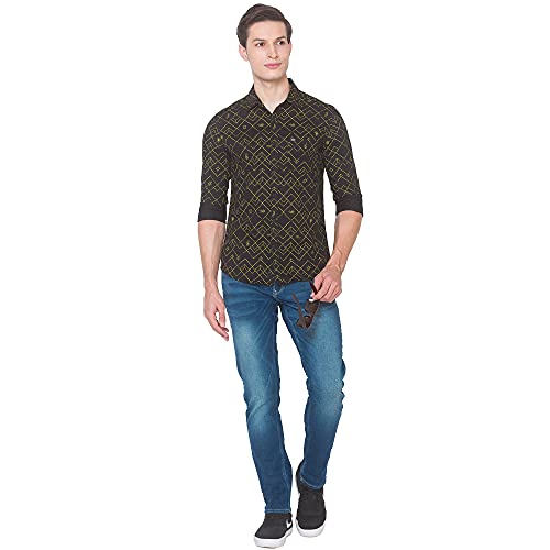 Image of Spykar Men's Regular Fit Flat Collar Full Sleeve Printed Casual Shirts