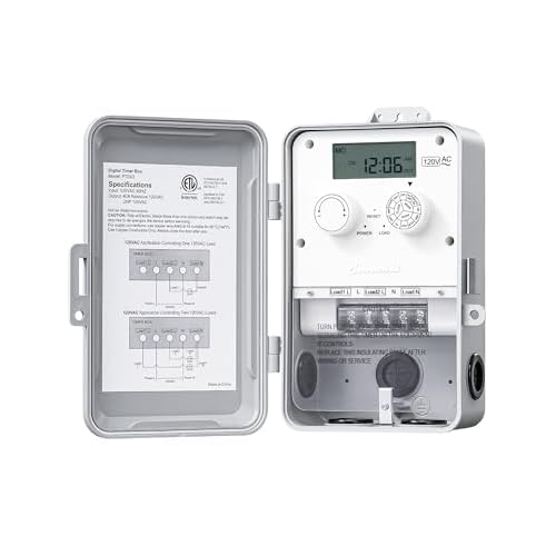 DEWENWILS Pool Pump Timer, Outdoor Digital Timer Box, 2HP 40A 120VAC, 7-Day 12 ON/Off Programmable Timer Switch for Pool Pump, Water Heater, Pool Filter, Landscape Lights, ETL Listed White