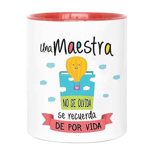 La Mente es Maravillosa - Taza frase y dibujo divertido (Una maestra no se olvida, se recuerda de por vida) Regalo Maestra o Profesora