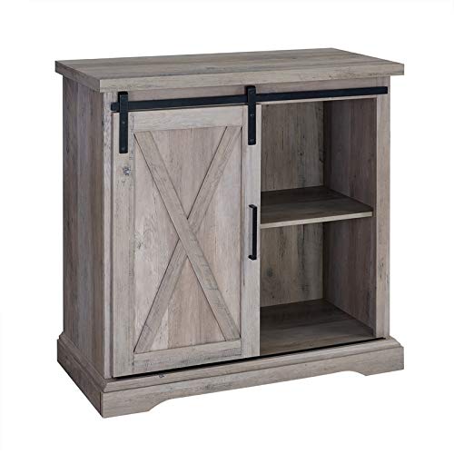 Pemberly Row 32" Farmhouse-Style Sliding Barn Door Wood Accent Chest Coffee Table for the Home
