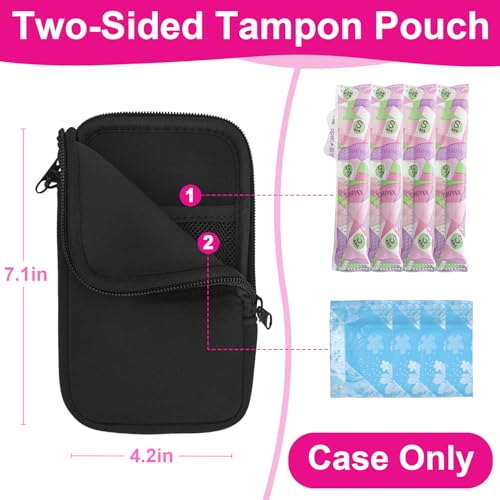 Image of Tampon Holder for Purse, Portable Tampon Bag Organizer Case for Women's Purse, Travel-Friendly Discreet Period Bag for Feminine Products, Waterproof Pad Bag, Black(Bag Only)