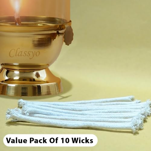 Image of Classyo Cotton Wicks for Pooja | Cotton Diya Batti for Puja | Wicks for Diya | Long Jyoti Batti (Pack of 10, 5.5 Inch)