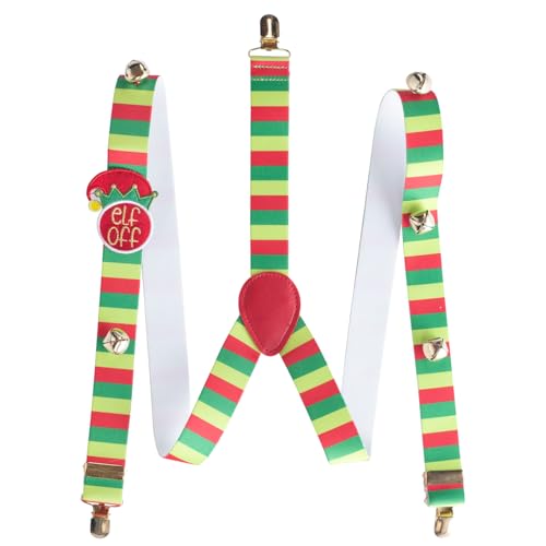 AI ACCESSORY INNOVATIONS Naughty or Nice Elf Off Suspenders with Real Jingle Bells and Embroidered Felt Applique (Elf)