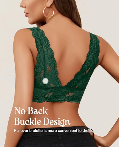Image of Avidlove Bralettes for Women Lace Bra Non Padded Longline Bralette Deep V Triangle Sexy Everyday Lingerie Bras