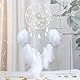 Nice Dream Traumfänger mit LED Licht, Handgemachte Dreamcatcher mit Federn, Maiden Zimmer Schlafzimmer Romantische Dekoration, für Wandbehang Wohnkultur Ornamente Handwerk Weiß