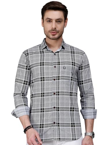 Image of Majestic Man Men's Comfort Slim Fit Pure Cotton Opaque Checked Casual Shirt
