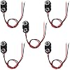 9V Battery Clip Connector Tinned Wire Leads 15cm Black Red I Type Battery snap Clip Connector 5Pcs