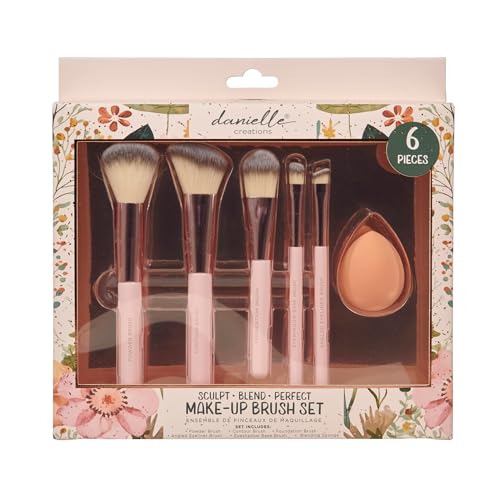 Pinceaux de maquillage et éponge estompeur rose set complet pinceau fond de teint et poudre