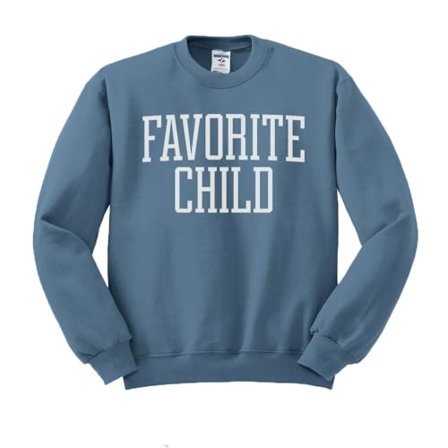 TeesAndTankYou The Favorite Child Sweatshirt Unisex Large Indigo Blue
