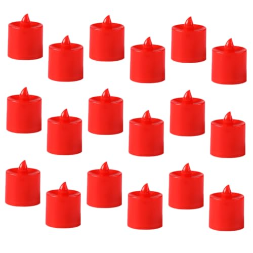 Velas LED rojas sin llama de plástico con luces suaves y pilas incluidas de botón