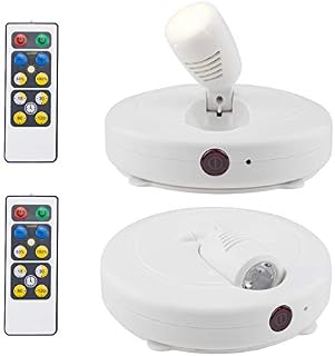HONWELL LED Spotlights Ceiling Lights Wireless AA Battery Powered Lights Dimmable Display Lights for Picture Cabinet Remote Controlled Lights with Rotatable Lights Head Stick on Anywhere Indoor-White