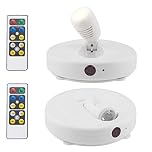 HONWELL LED Spotlights Ceiling Wireless AA Battery Powered Dimmable Display for Picture Cabinet Remote Controlled With Rotatable Head Stick on Anywhere Indoor-White