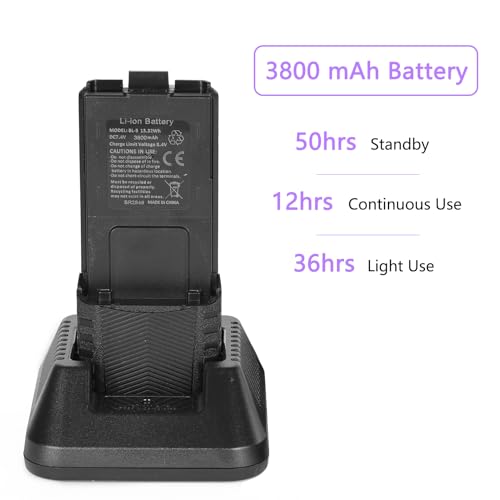 Image of Baofeng UV-5R 8W Dual Band Two Way Radio Handheld Ham Radios Walkie Talkies | BAOFENG UV 5R Radio Long Range, Rechargeable, Flashlight, for Hiking Camping Hunting Skiing Trip Black 3800mAh Battery 6 Pack