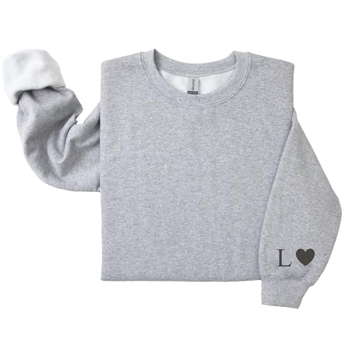 Custom Embroidered Initial Heart Sweatshirt, Cute Matching Sweatshirts for Couples, Custom Matching Sweatshirts for Couples Multicolor