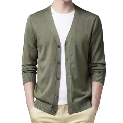 Men's V-Neck Button Office Cardigan Large Size Solid Color Long-Sleeved Casual Sweater Cardigan