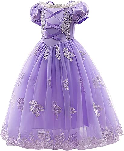 Dzyoleize Vestidos de Princesa para Meninas Puff Sleeve Fancy Party Fantasia de Halloween com Acessó