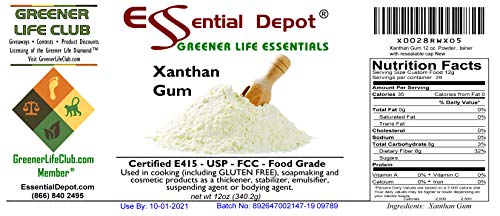 Xanthan Gum 12 Oz. Powder Usp Fcc Food Grade - Gluten Free Cooking - Safety Sealed Hdpe Container With Resealable Cap #TOP4