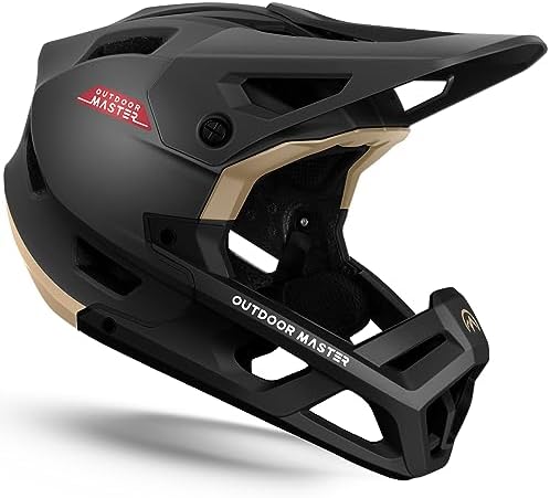 OutdoorMaster Full Face Mountain Bike Helmet for Men & Women-Two Removable Chin Pad Mountain Bike Helmet Grizzly, Ventilation Lightweight Racing Downhill DH BMX MTB Helmet (Meteorite Black, Large)