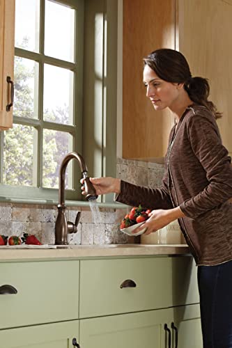 Moen Brantford Oil Rubbed Bronze One-Handle Pulldown Kitchen Sink Faucet Featuring Power Boost And Reflex Retractable Docking System, Traditional Kitchen Faucet With Sprayer, 7185Orb #TOP5