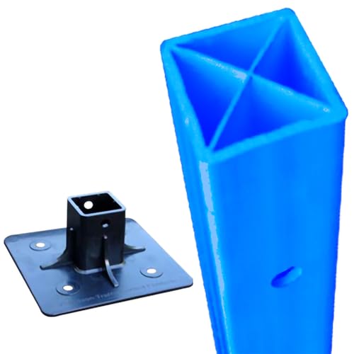 SmartSign "Flexible Square Sign Post with Black Base" - 8 Feet Post with Pre- Drilled Holes, Blue, Made in USA