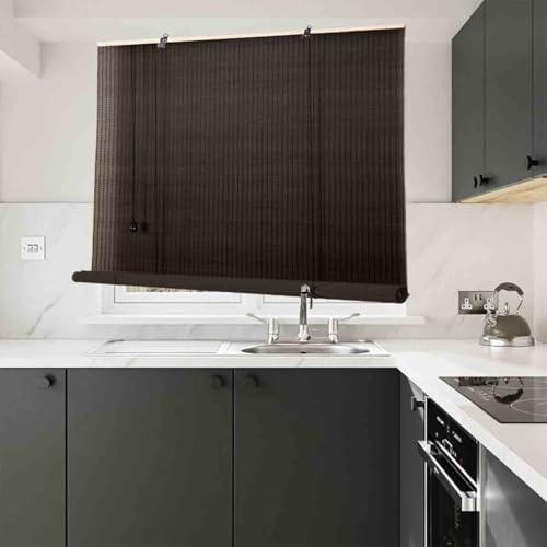 窓用竹製ブラインド 天津すだれ 竹ローラーブラインド 屋内 遮光 遮熱 カーテン 日よけ 竹簾 幅 50cm-160cm 丈60cm-280cm 通気性 目隠し プライバシー保護 間仕切りロールスクリーン(黒,幅50x丈60cm)