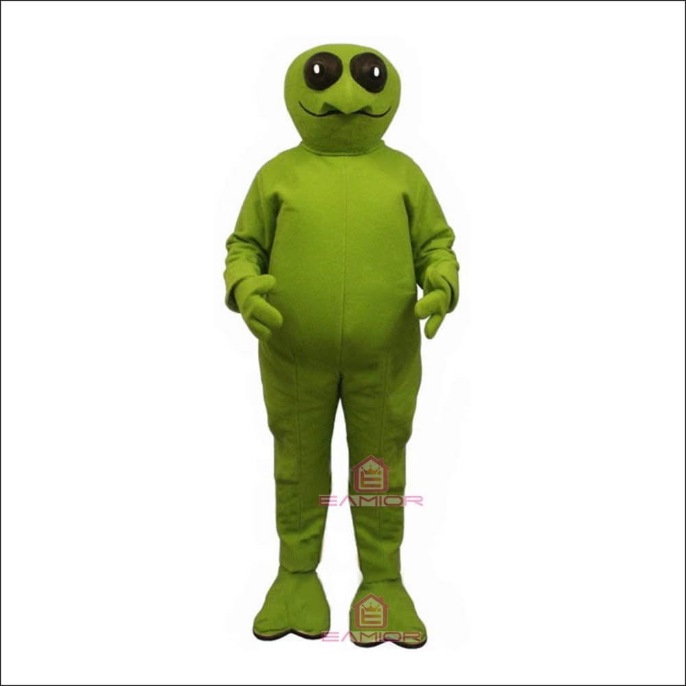 Green Martian Mascot Costume Adult Size for Men & Women with Built-in Fan Inside the Head