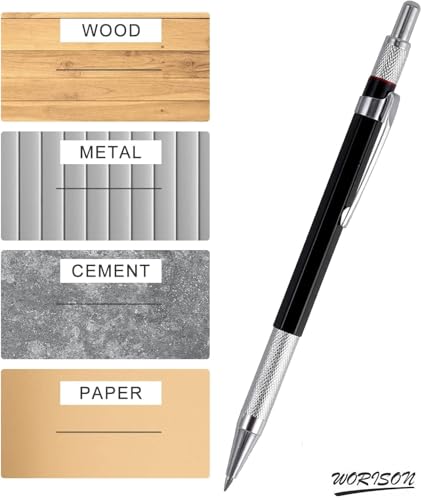 Image of worison 2.0mm Mechanical Pencil Lead Pencil for Drawing, Carpenter,Crafting Art,Sketching with 12 Pcs Refill, Ink Color-Black