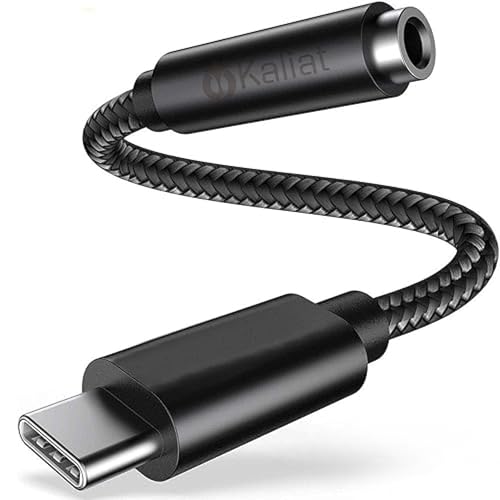 Image of USB C to 3.5mm Audio Jack Adapter with DAC Chip | Type-C to AUX Headphone Converter for iPhone 15 Pro Max /15 Pro /15 Plus, Samsung S23 /S22 /S21, iPad & USB-C Smartphones | Wired Earphone Adapter Black