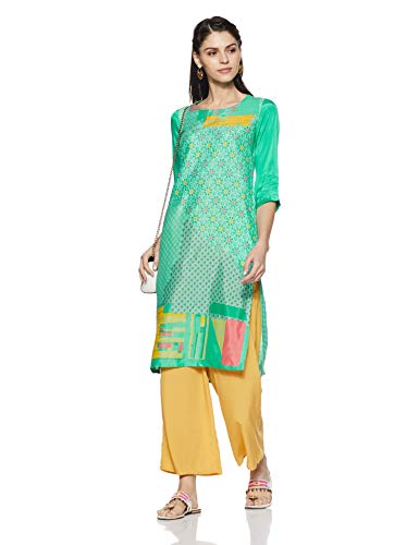 Image of Rangriti Mint Green Straight Viscose Kurta for Women