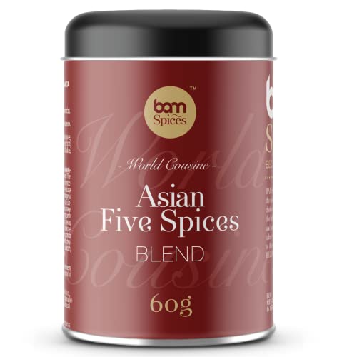 BAM Asian Five Spices Blend, Mezcla de especias para cocina asiática, Hierbas y especias asiáticas, Mezcla de condimentos, 60 g