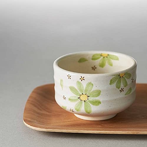 Amazon｜美濃焼 丸好作 抹茶碗 約12cm グリーンフラワー Y1530｜抹茶碗