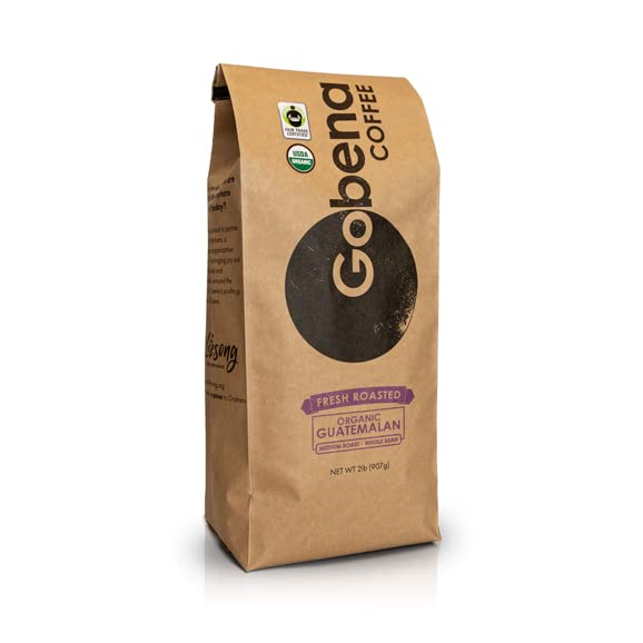 2lb Fair Trade Organic Certified Guatemalan Whole Bean Medium Roast Coffee, 100% Arabica Specialty, 32 Ounces, 2 Pounds, Bulk