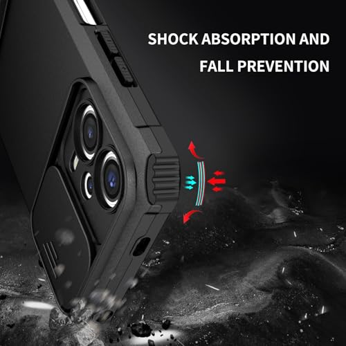 Image of Mobile Back Cover Case for Redmi Note 12 5G | Sliding Camera Shield | Stereoscopic Stand | 360 Degree Protection Mobile Phone Case Cover for Redmi Note 12 5+G | New PC, Black Back Cover