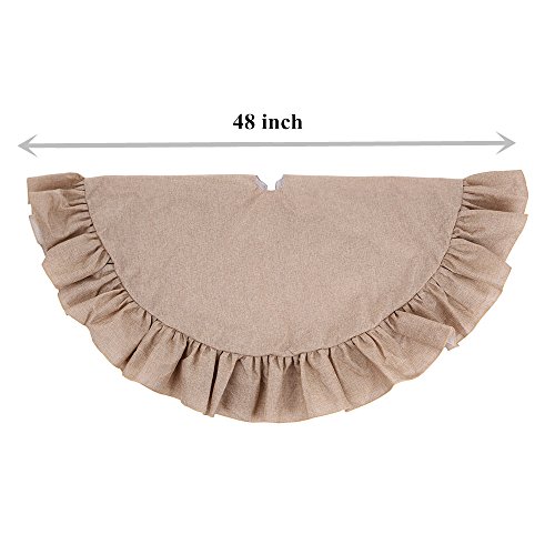 X.sem 48'' Jute Burlap Christmas Tree Skirt With Ruffled Border Holiday Collection (Original) #TOP1