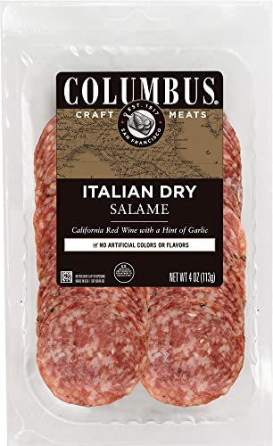 COLUMBUS Sliced Dry Italian Salame, Salami Deli Meat for Sandwiches, Charcuterie, and Snacks, 4 Oz