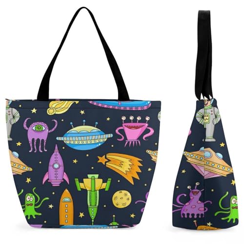 Sac shopping alien pour voyage et grand sac à bandoulière femme