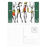 DIYthinker Primitive Afrika Aboriginal Schwarz Tanz Totems Good Luck Postkartenset Kartenversand Side 20pcs 5.7 Zoll x 3.8 Zoll Mehrfarbig