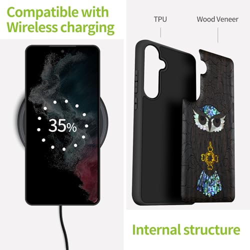 Coque Galaxy S24 Plus bois de luxe sculpté et incrustation nacre