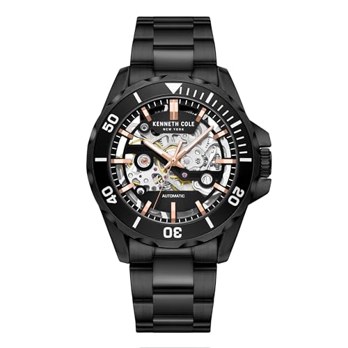 Image of Kenneth Cole Automatic Black Dial Black Stainless Steel Strap Watch for Men - KCWGY0046002MN