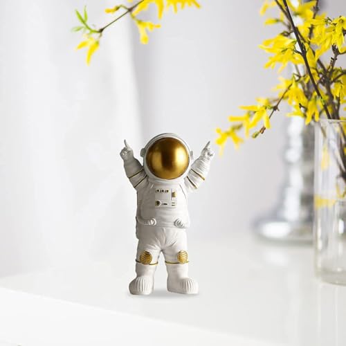 Estatua de astronauta decorativa de resina dorada miniatura 4