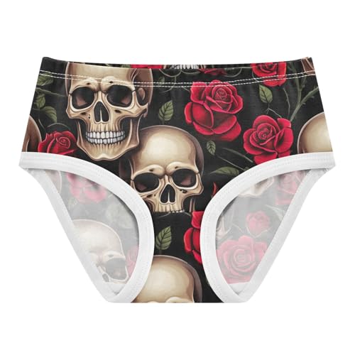Vintage Skulls Red Roses Girls Underwear Toddler 2t Cotton Little Girl Panties Colorful Briefs Underpants