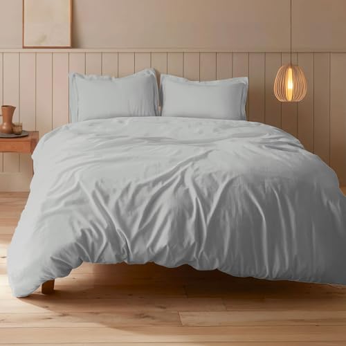Image of SleepyCat Sateen Duvet Cover | 100% Cotton | 300TC Sateen Weave with Corner Ties & Zipper Closure | Oeko-TEX & AZO Free - Denim (Double Size, 90x100 Inches)