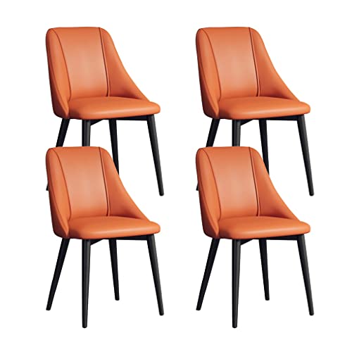 SJIALEN Kitchen Chairs Set of 4, Water Proof PU Leather Black Legs Counter Chair Living Room Apartment Balcony Modern Dining Chairs Kitchen Chair (Color : Orange, Size : Black Legs)