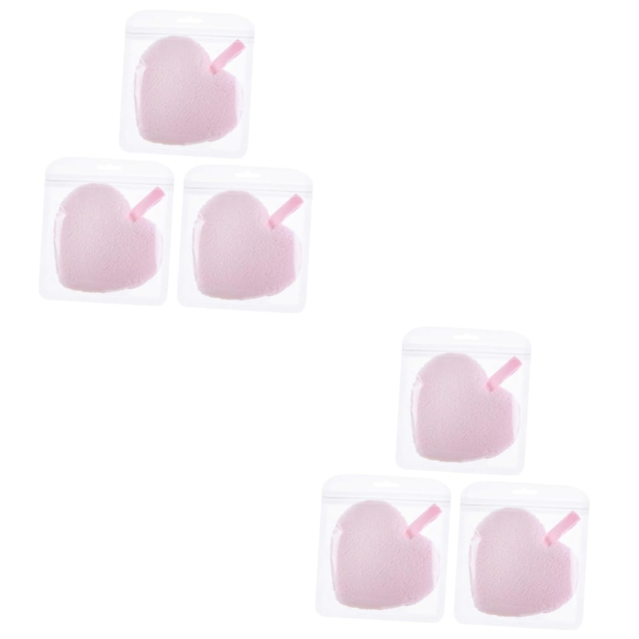Didiseaon 2sets Heart Shape Reusable Makeup Removal Pads Soft Face Cleaning Pink Accessories Makeup Puff for Female 3pcs*2