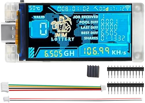 Vision Master T190 Bitco Nerd Miner Development Board BTC Crypto Solo Lottery 117KH/s Win BTC with Low Power Consumption WiFi Connection Interface (No WiFi Cable)